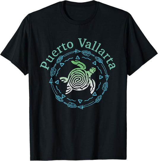 Puerto Vallarta Vintage Tribal Turtle T-Shirt - T-Shirt | Black