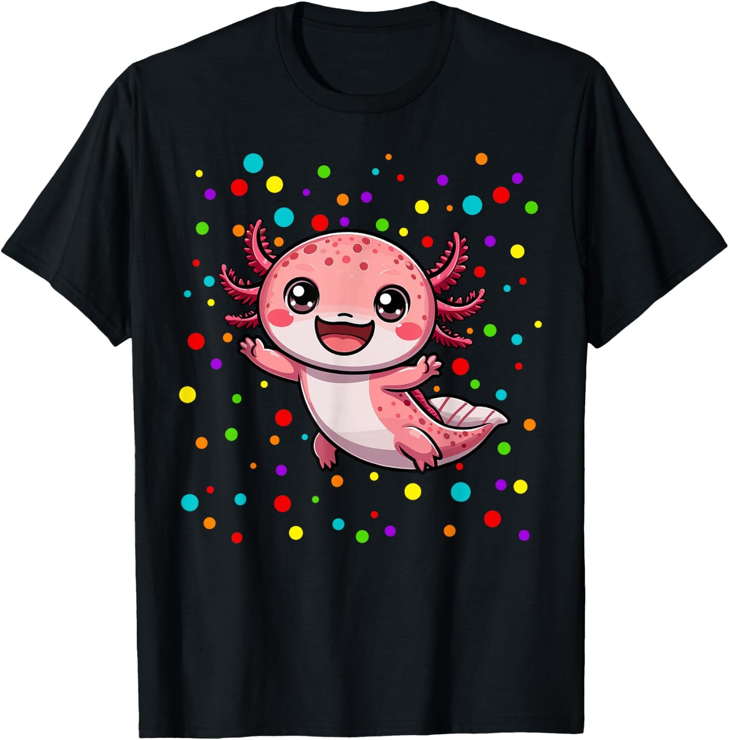 Funny Axolotl Lovers Polka Dot Happy Dot Day Girls Boys Kids T-Shirt - T-Shirt | Black