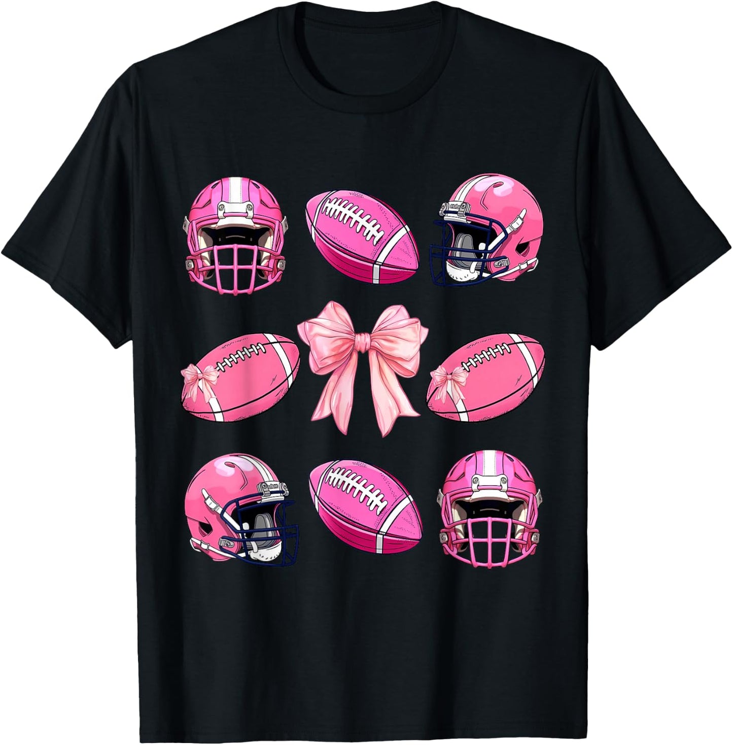 Cute Pink football coquette bow shirt Esthetics Women Girl T-Shirt - T-Shirt | Black