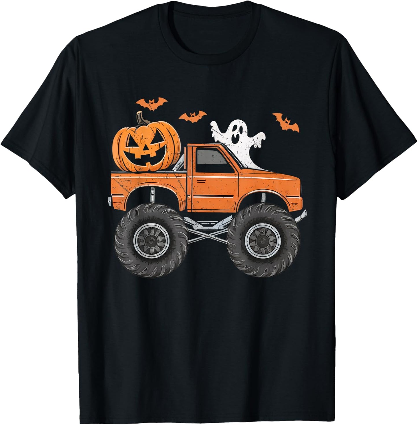 Ghost Truck Moon Pumpkin Toddler Boys Halloween Teens Kids T-Shirt - T-Shirt | Black