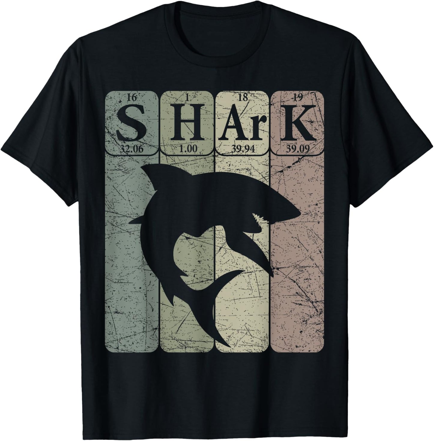 Shark Periodic Table Elements Retro Shark Selachimorphaphile T-Shirt - T-Shirt | Black