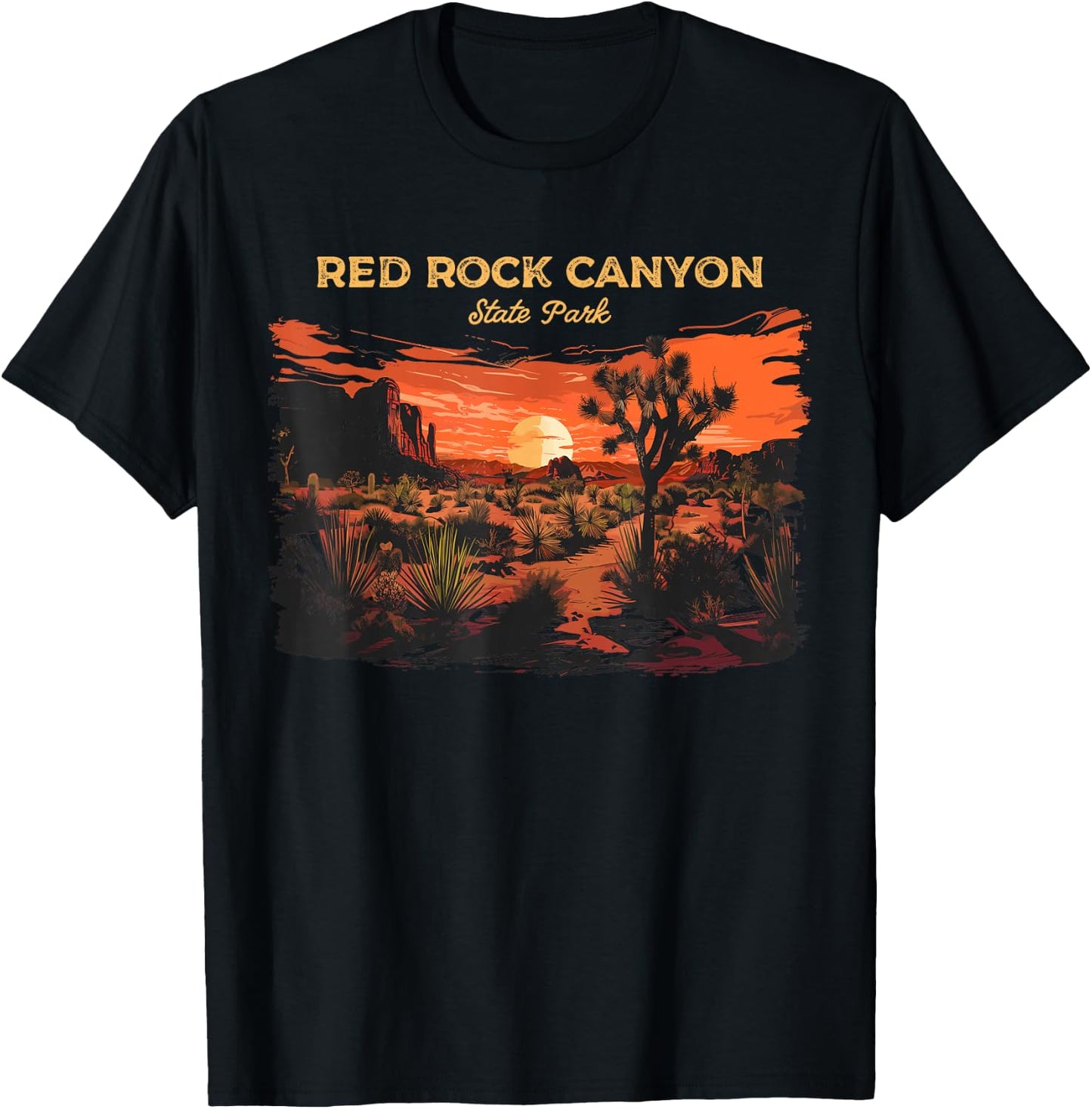 Red Rock Canyon State Park Retro Vintage T-Shirt - T-Shirt | Black