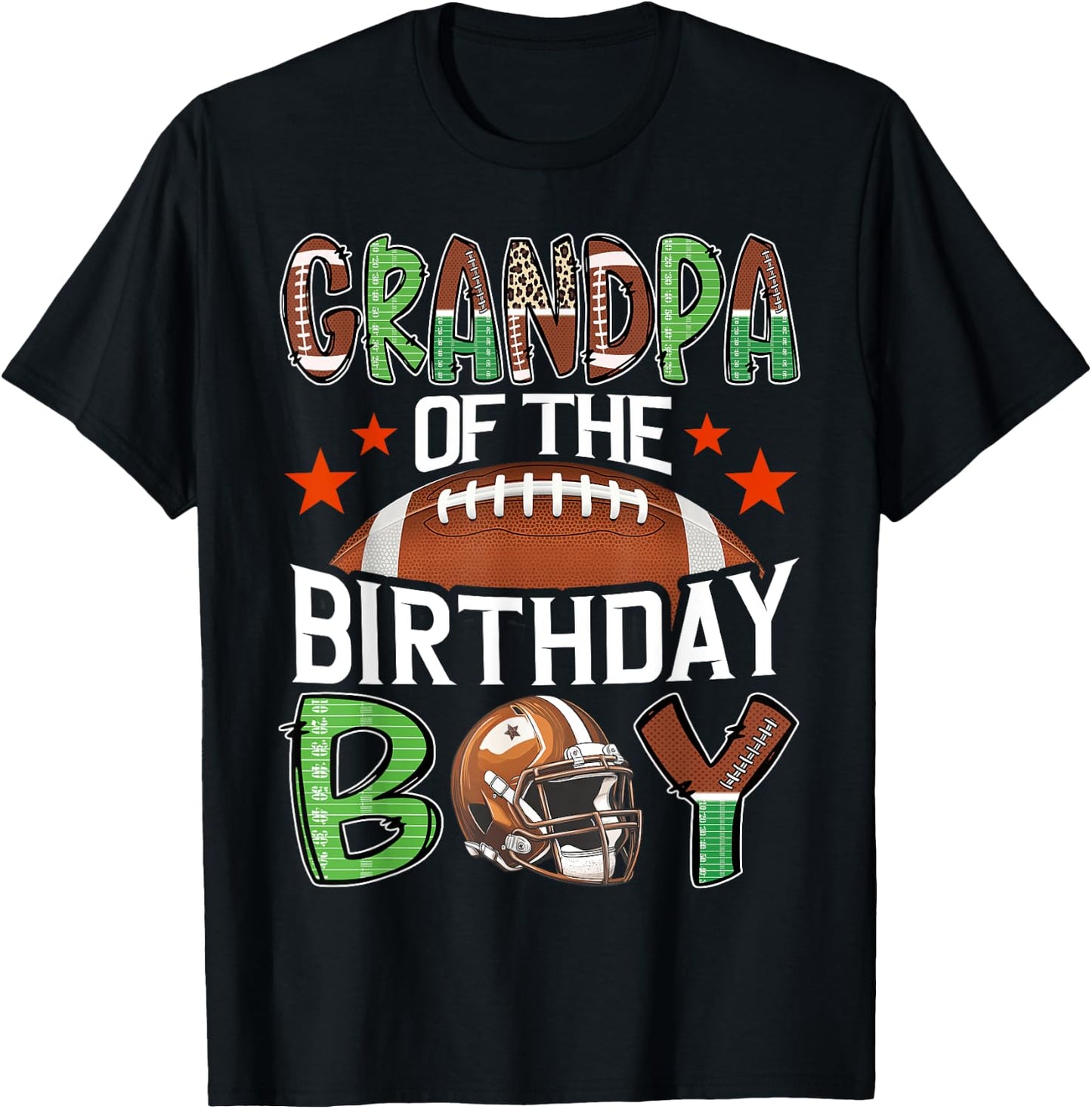 Grandpa Of The Birthday Boy Game Day Football T-Shirt - T-Shirt | Black