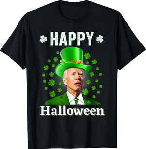 Funny Joe Biden Happy Halloween Confused St Patricks Day T-Shirt - T-Shirt | Black