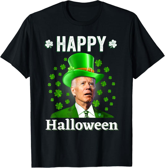 Funny Joe Biden Happy Halloween Confused St Patricks Day T-Shirt - T-Shirt | Black