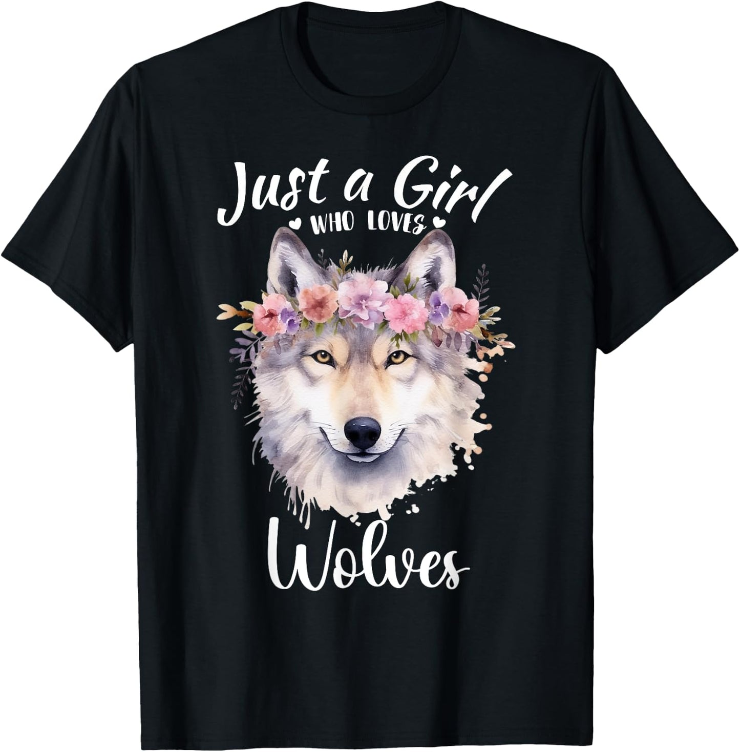 Just a Girl Who Loves Wolves Girls Who Love Dogs Wolf lover T-Shirt - T-Shirt | Black