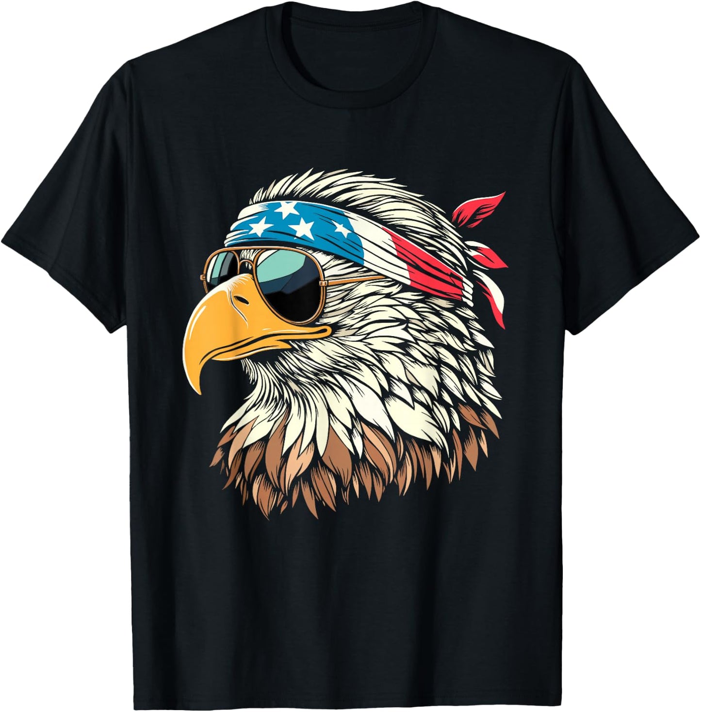 Bald Eagle 4th of July USA American Flag Patriotic Men Women T-Shirt - T-Shirt | Black