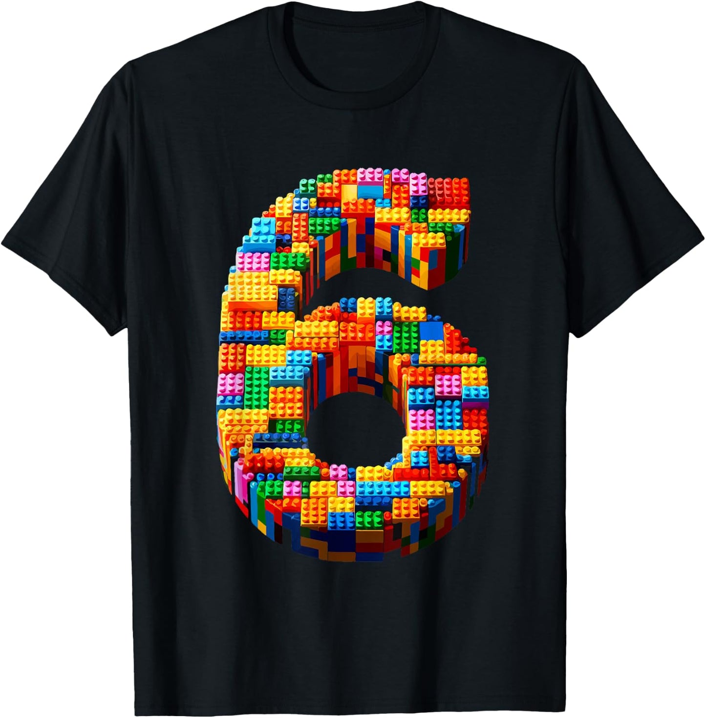 6 Year Old Blocks Building Master Builder 6th Birthday Boy T-Shirt - T-Shirt | Black