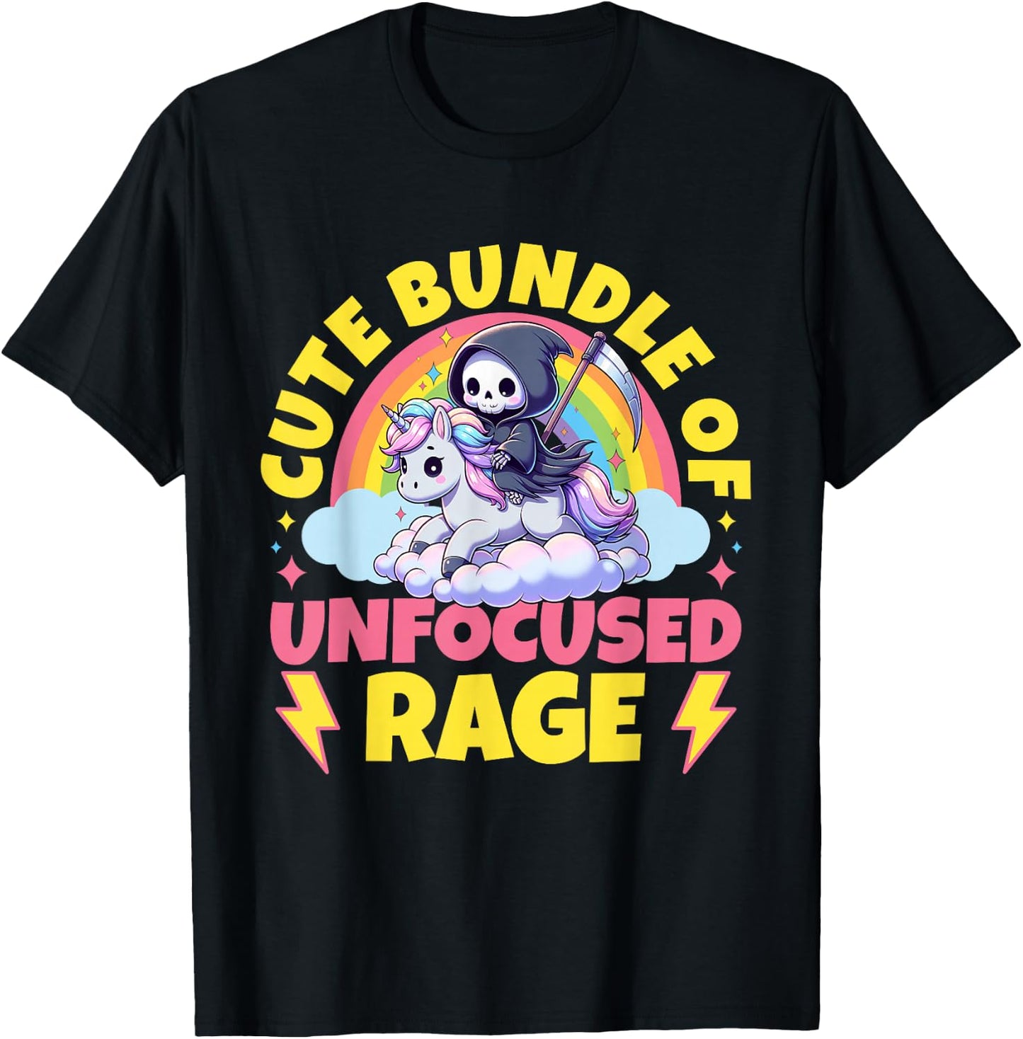 Cute Bundle Of Unfocused Rage Goth Mystical Gothic Unicorn T-Shirt - T-Shirt | Black