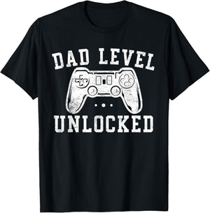 Dad Level Unlocked New Dad To Be Gifts Gamer Father's Day T-Shirt - T-Shirt | Black