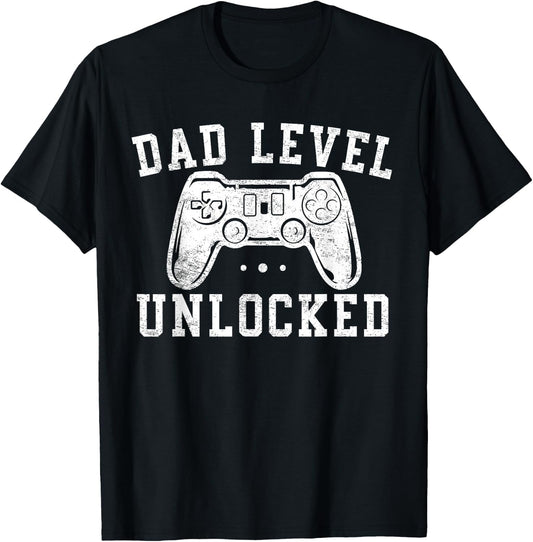 Dad Level Unlocked New Dad To Be Gifts Gamer Father's Day T-Shirt - T-Shirt | Black