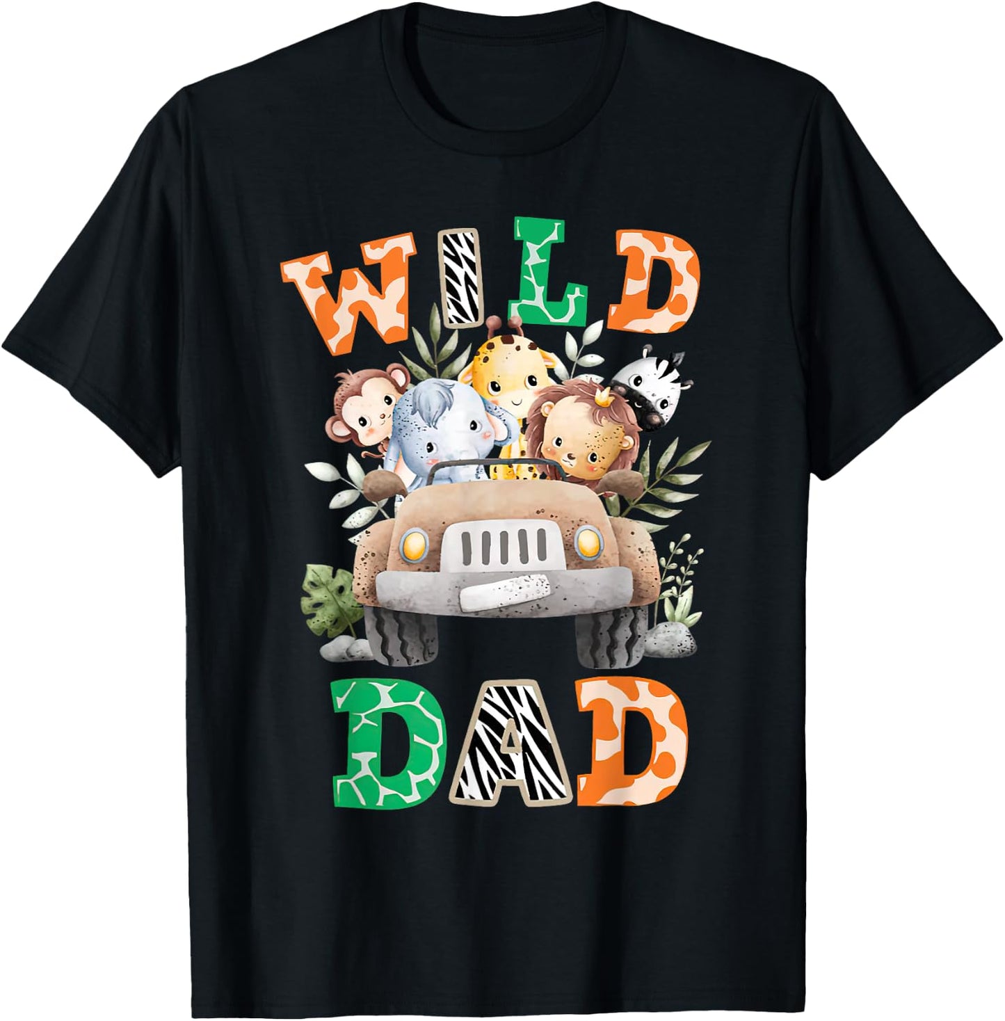 Wild Dad Zoo Born Two be Wild B-day Safari Jungle Animal T-Shirt - T-Shirt | Black