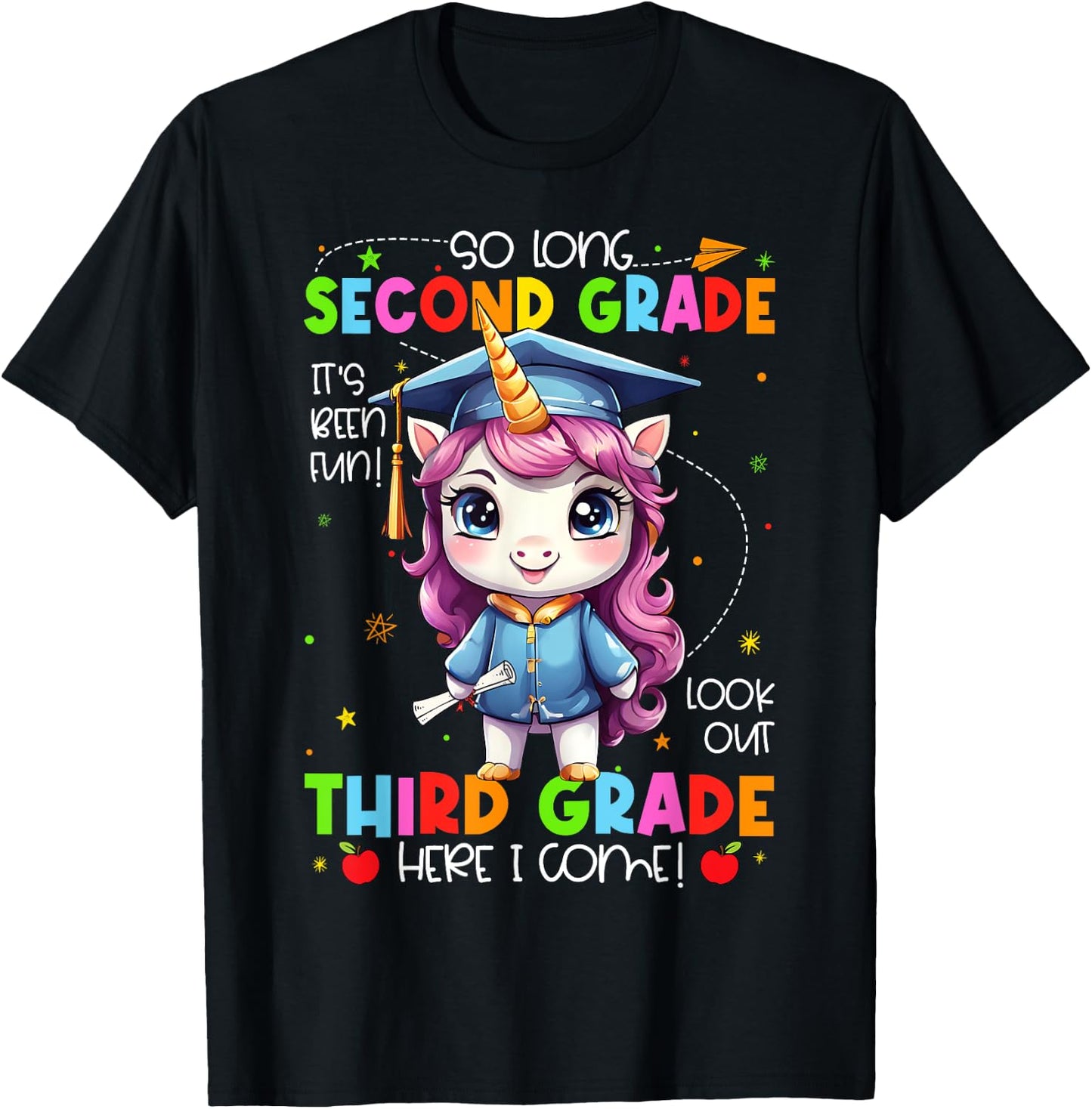 Unicorn So Long 2nd Grade Graduation Last Day Of School T-Shirt - T-Shirt | Black