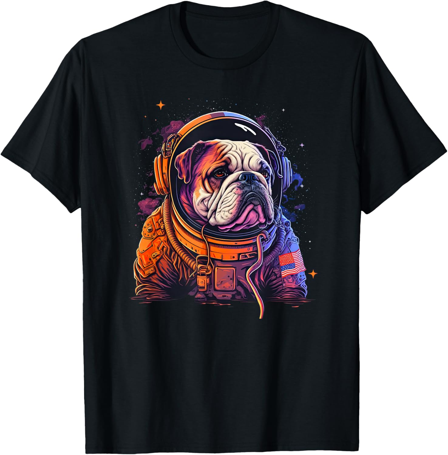 Funny Bulldog Dog Astronaut In the Space Men Women Kids T-Shirt - T-Shirt | Black
