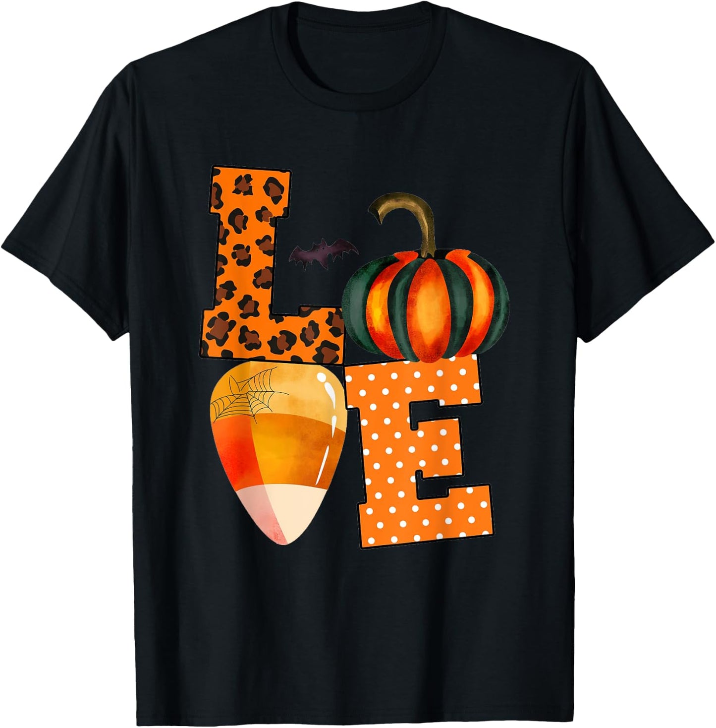 Love Candy Corn And Pumpkin Halloween Costume Gifts T-Shirt - T-Shirt | Black