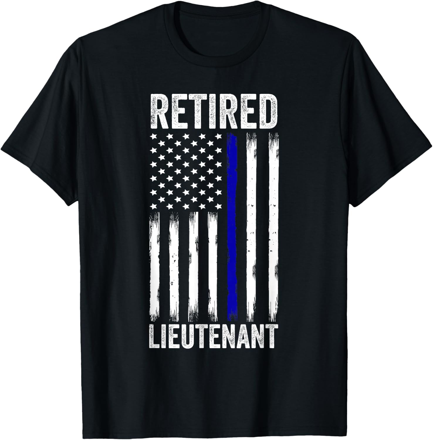 Retired Police Lieutenant Design Thin Blue Line Retirement T-Shirt - T-Shirt | Black