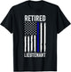 Retired Police Lieutenant Design Thin Blue Line Retirement T-Shirt - T-Shirt | Black