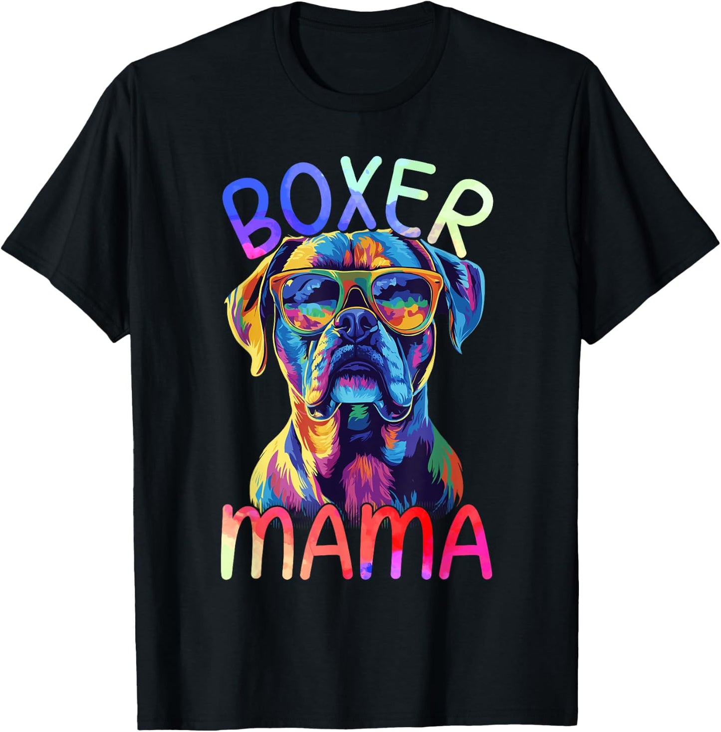 Boxer Dog Mom Mama Pop Art Boxer Dog Lovers T-Shirt - T-Shirt | Black