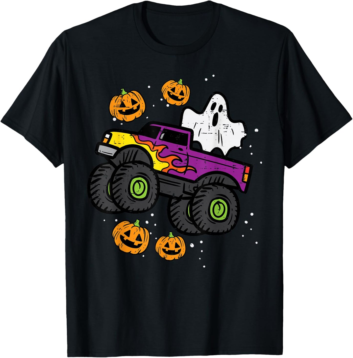 Halloween Ghost Monster Truck Costume Toddler Boys Kid Youth T-Shirt - T-Shirt | Black