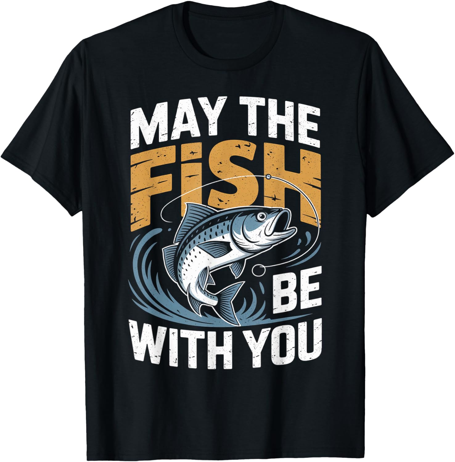 May The Fish with You Funny Fishing sci-fi T-Shirt - T-Shirt | Black