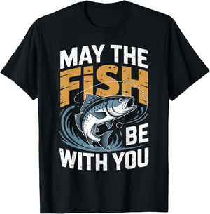 May The Fish with You Funny Fishing sci-fi T-Shirt - T-Shirt | Black