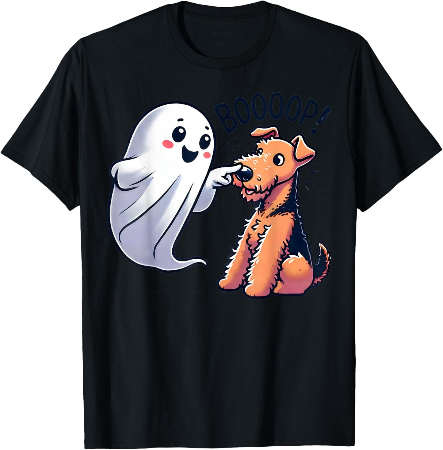 Funny Halloween Ghost Airedale Terrier Boop Lazy Costume T-Shirt - T-Shirt | Black