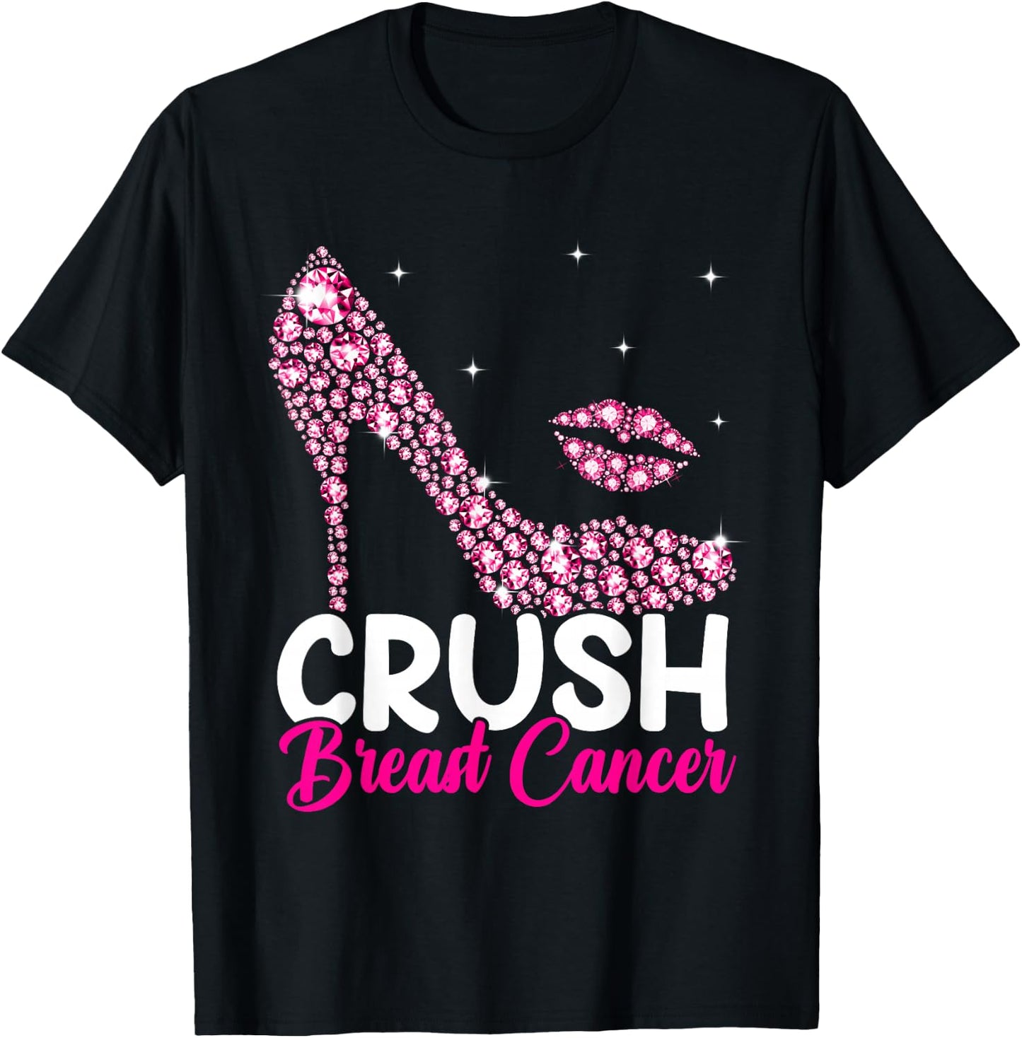 Crush Breast Cancer Awareness High Heel Pink Ribbon Women T-Shirt - T-Shirt | Black