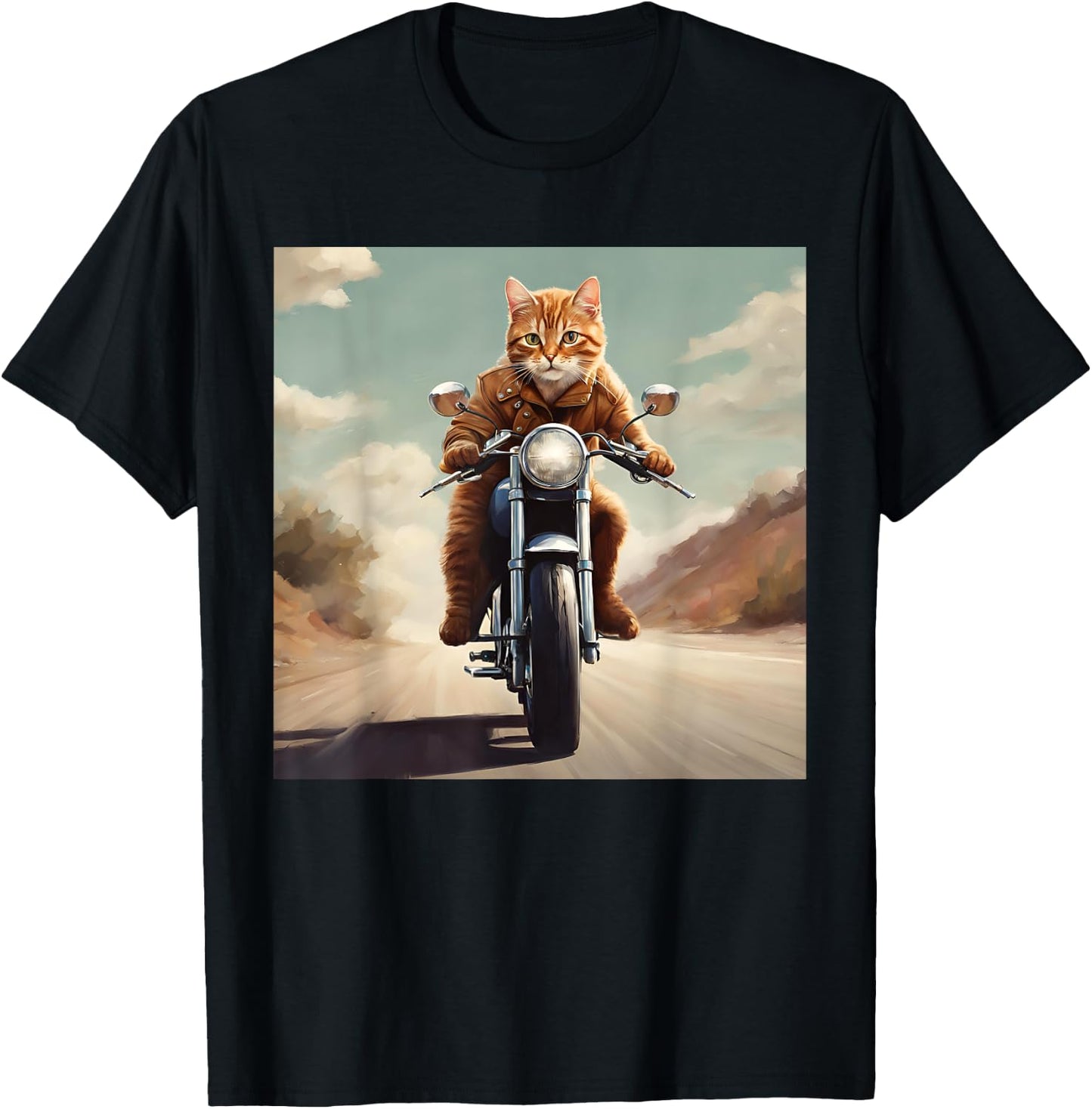 Vintage Cat Motorcycle - Cat Drives Cool Motorcycle Men Women Girls Kids T-Shirt - T-Shirt | Black