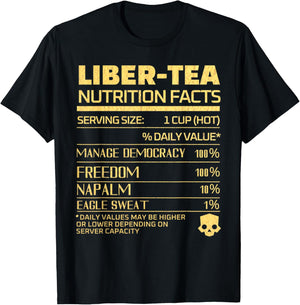 Vintage Funny Liber Tea Retro Lover Drink Nutrition Facts T-Shirt - T-Shirt | Black