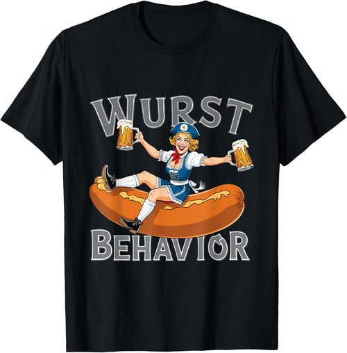 Wurst Behavior: Oktoberfest Bavarian Woman And Bratwurst