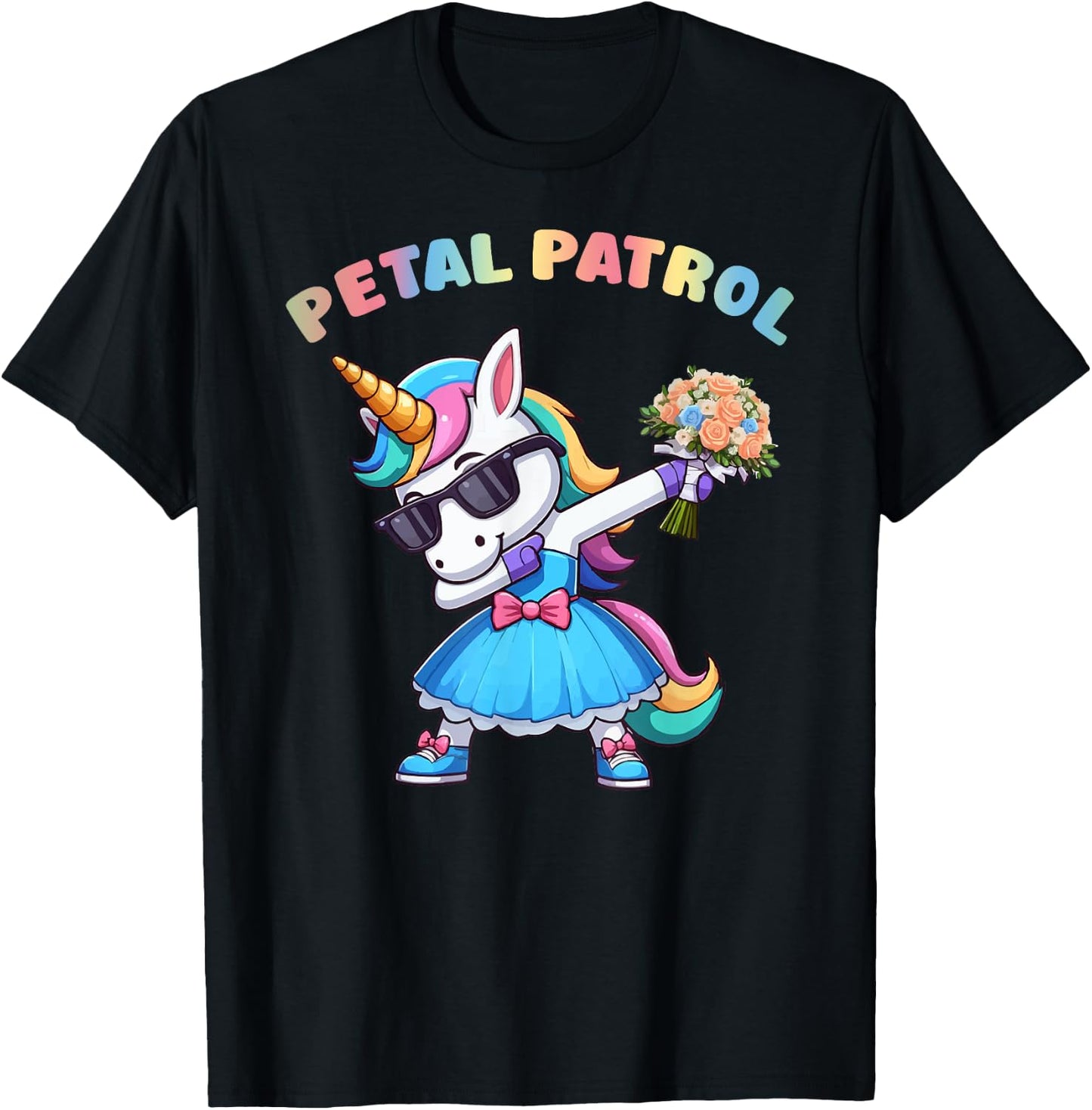 Wedding Petal Patrol Flower Girl Unicorn Bridesmaid T-Shirt - T-Shirt | Black