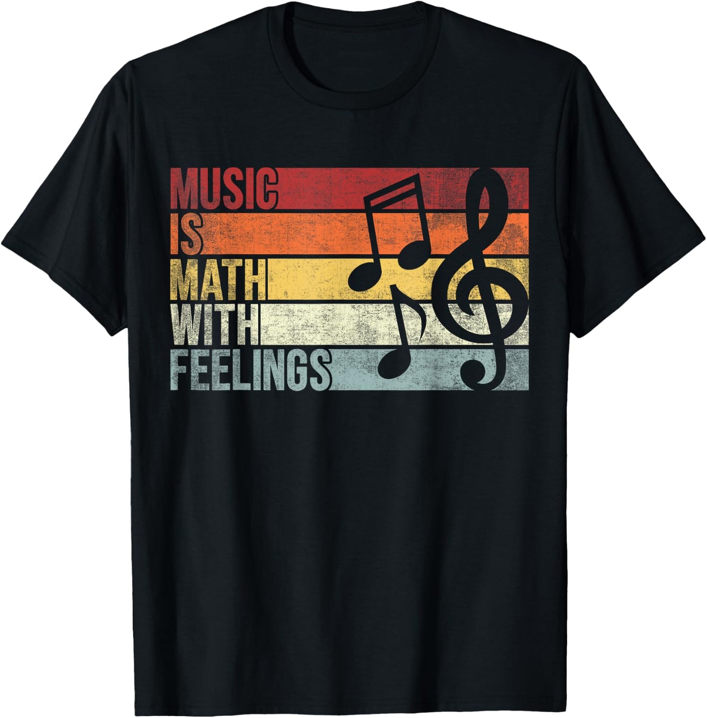 Vintage Music Is Math With Feelings. Funny Music Lover T-Shirt - T-Shirt | Black