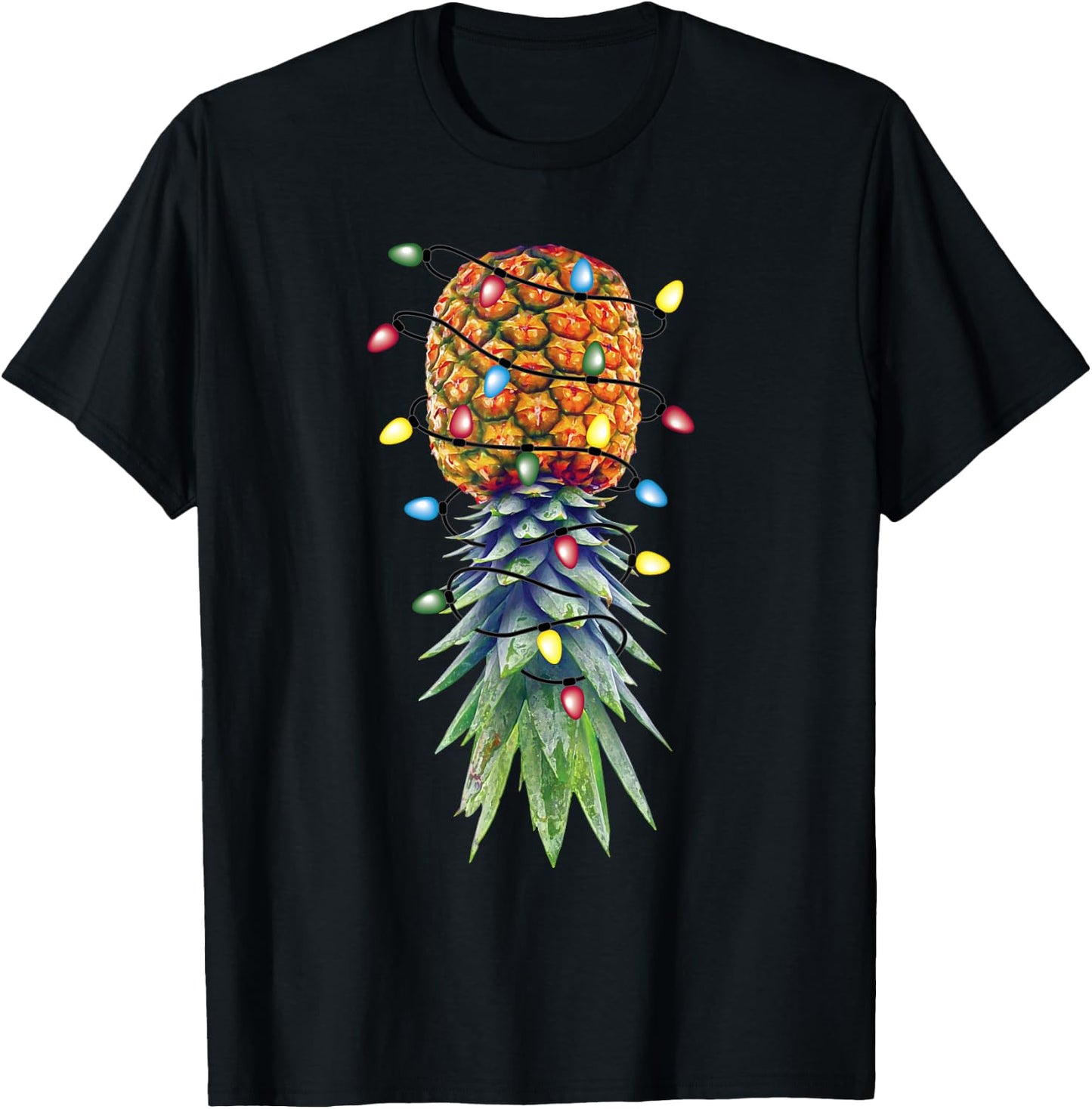 Funny Christmas Lights Upside Down Pineapple Swinger T-Shirt - T-Shirt | Black