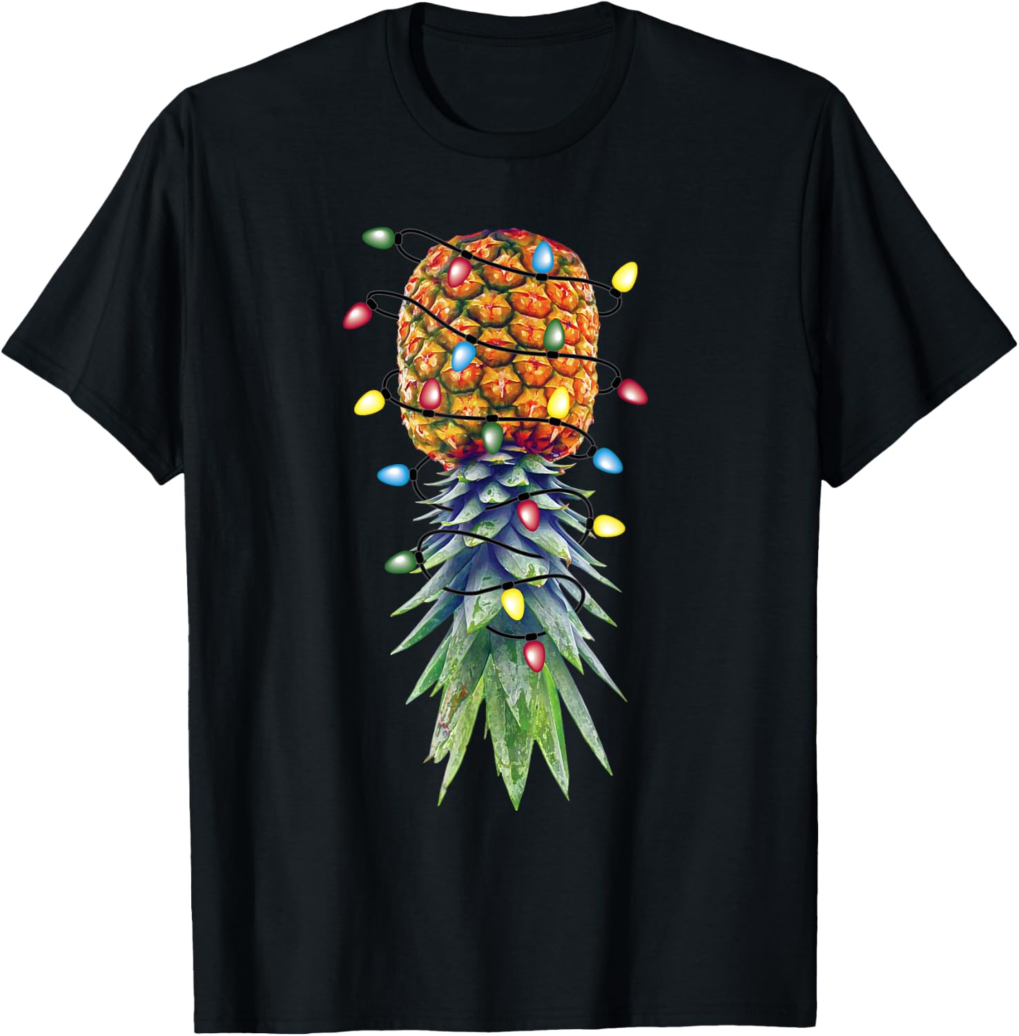Funny Christmas Lights Upside Down Pineapple Swinger T-Shirt - T-Shirt | Black
