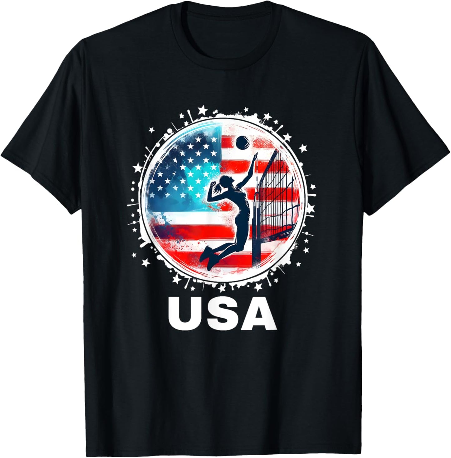 Volleyball USA United States Women USA Team Volleyball T-Shirt - T-Shirt | Black