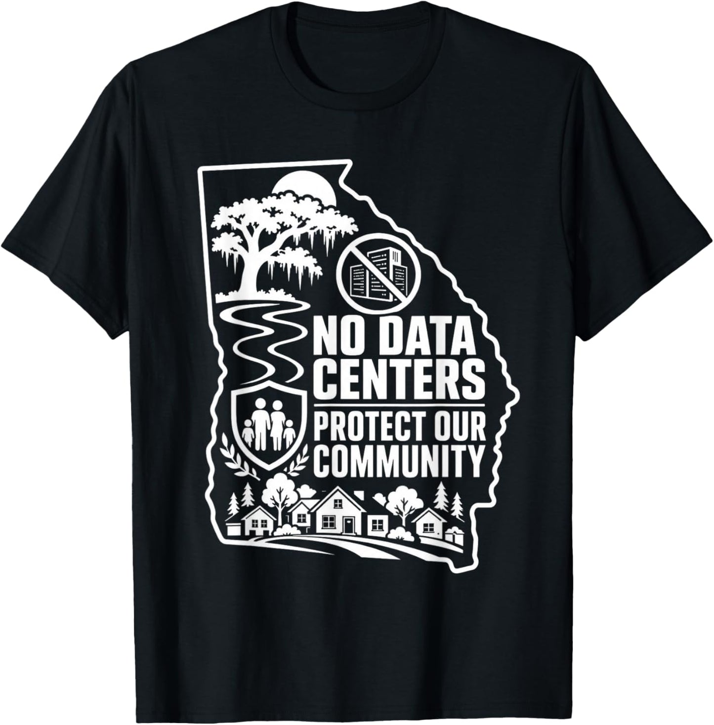 No Data Centers Protect Our Community Retro T-Shirt - T-Shirt | Black