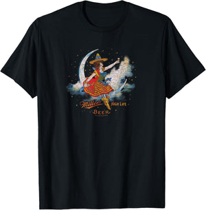 Miller High Life - Celestial Girl in The Moon Milwaukee Beer T-Shirt - T-Shirt | Black