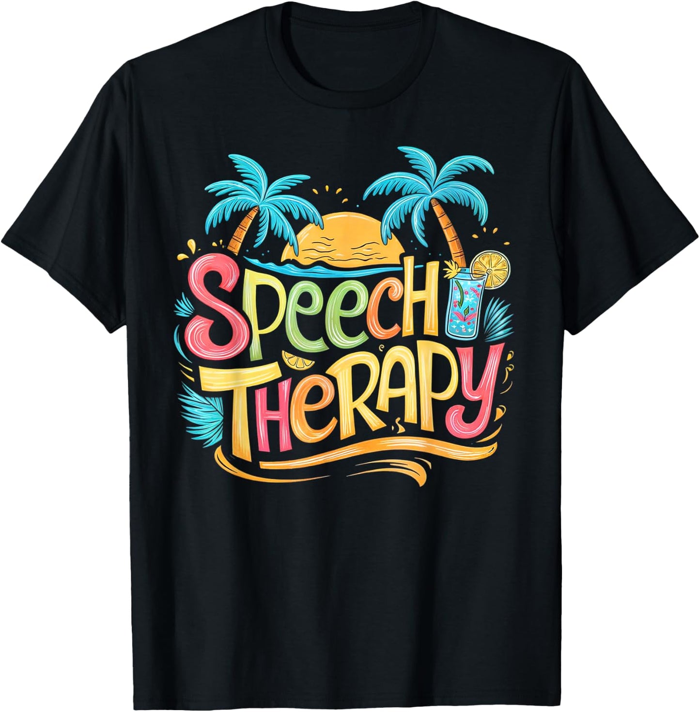 Speech Therapy SLP Beach Vacation Spring, Summer Therapist T-Shirt - T-Shirt | Black