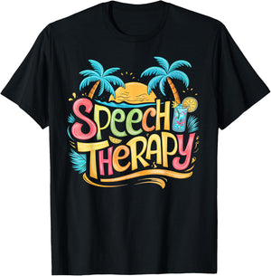 Speech Therapy SLP Beach Vacation Spring, Summer Therapist T-Shirt - T-Shirt | Black