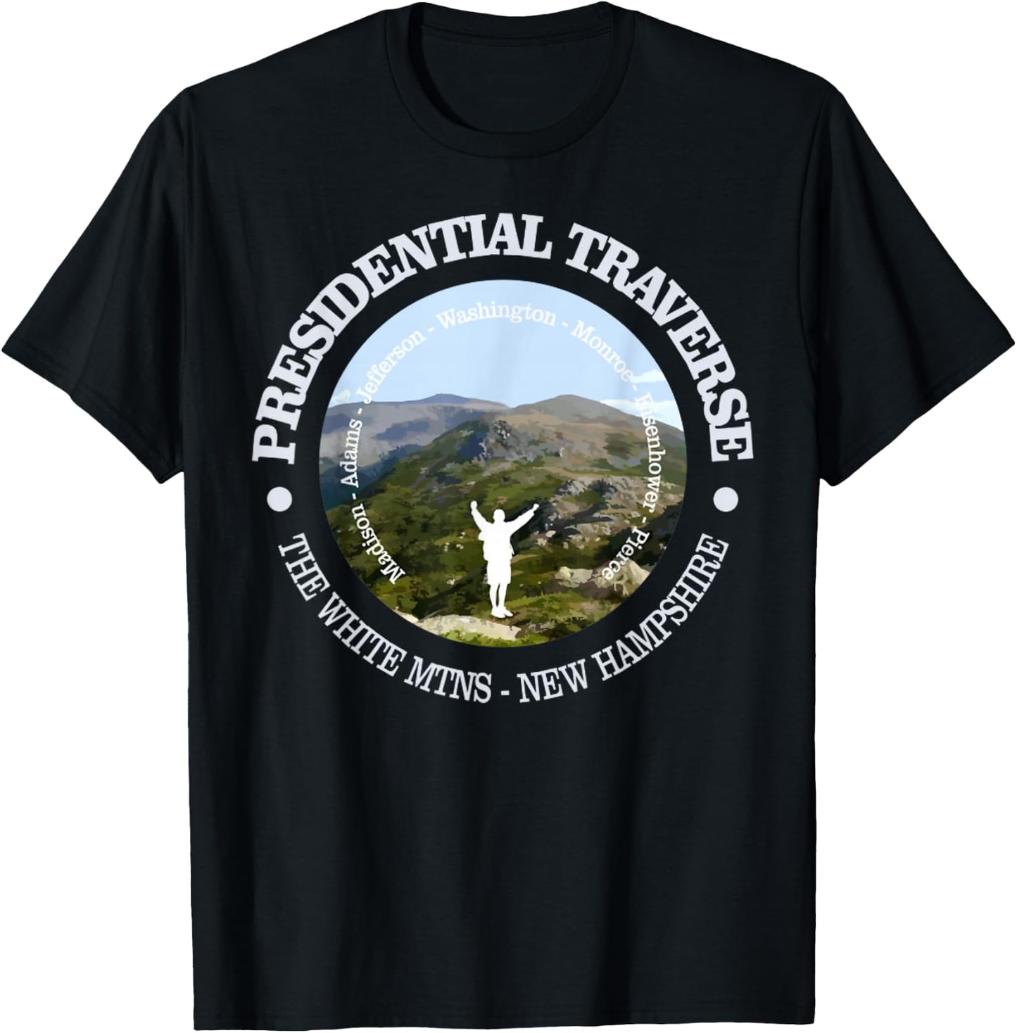 Presidential Traverse Funny Hiking White Mountain Nature T-Shirt - T-Shirt | Black