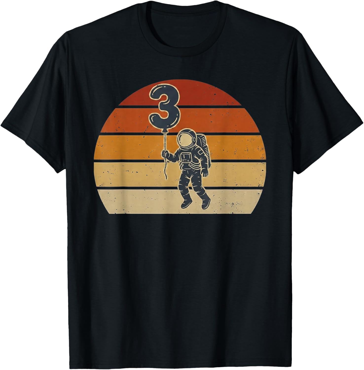 Third Birthday Astronaut 3 Year Old Space Boy Retro T-Shirt - T-Shirt | Black