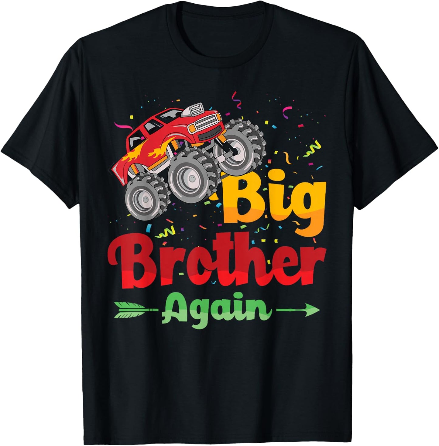 Big Brother Again Monster Truck Baby Announcement T-Shirt - T-Shirt | Black