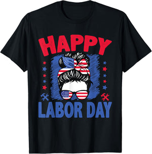 Happy Labor Day Shirt Labor Day Patriot Men Women Boys Kids T-Shirt - T-Shirt | Black