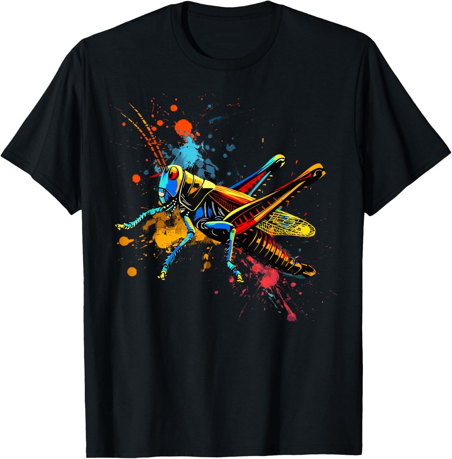 Cool Grasshopper on colorful painted Grasshopper T-Shirt - T-Shirt | Black