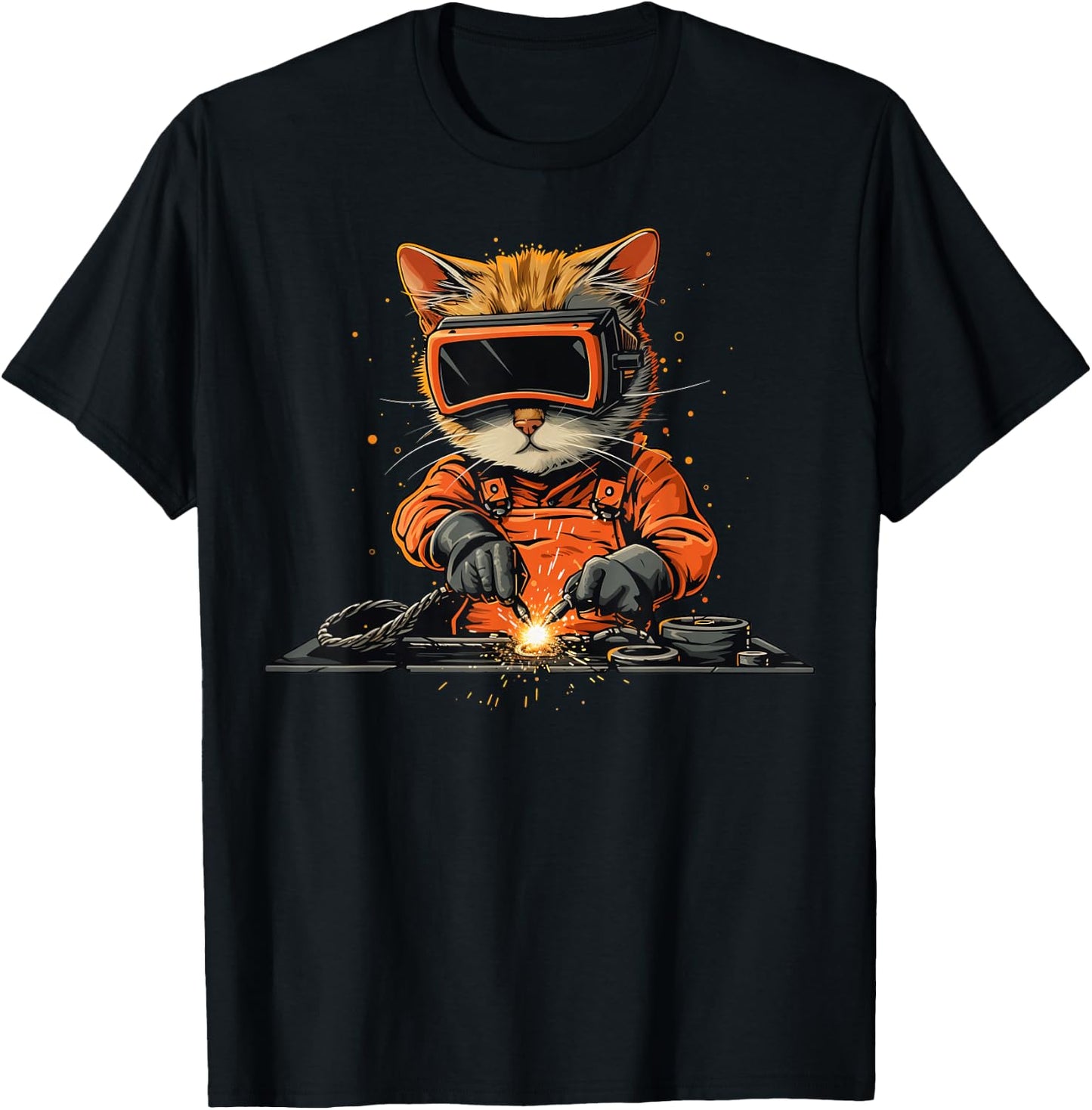 Funny Cat Welder T-Shirt - T-Shirt | Black