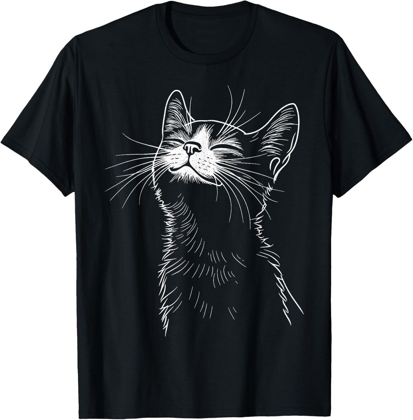 Smiling Cat Minimal – Subtle Cute Kitty T-Shirt - T-Shirt | Black