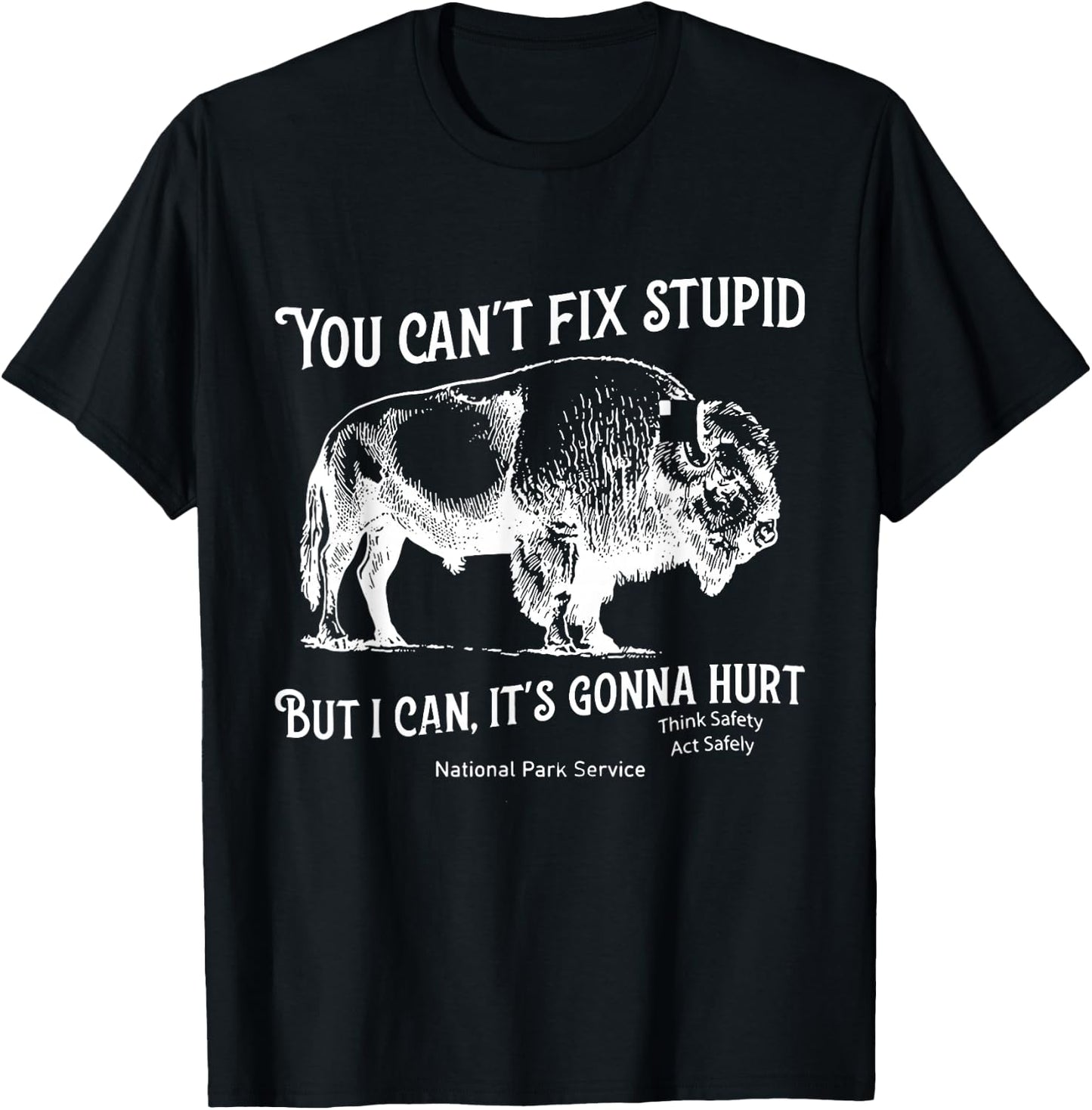 You Can't Fix Stupid But I Can It's Gonna Hurt Think Safety T-Shirt - T-Shirt | Black