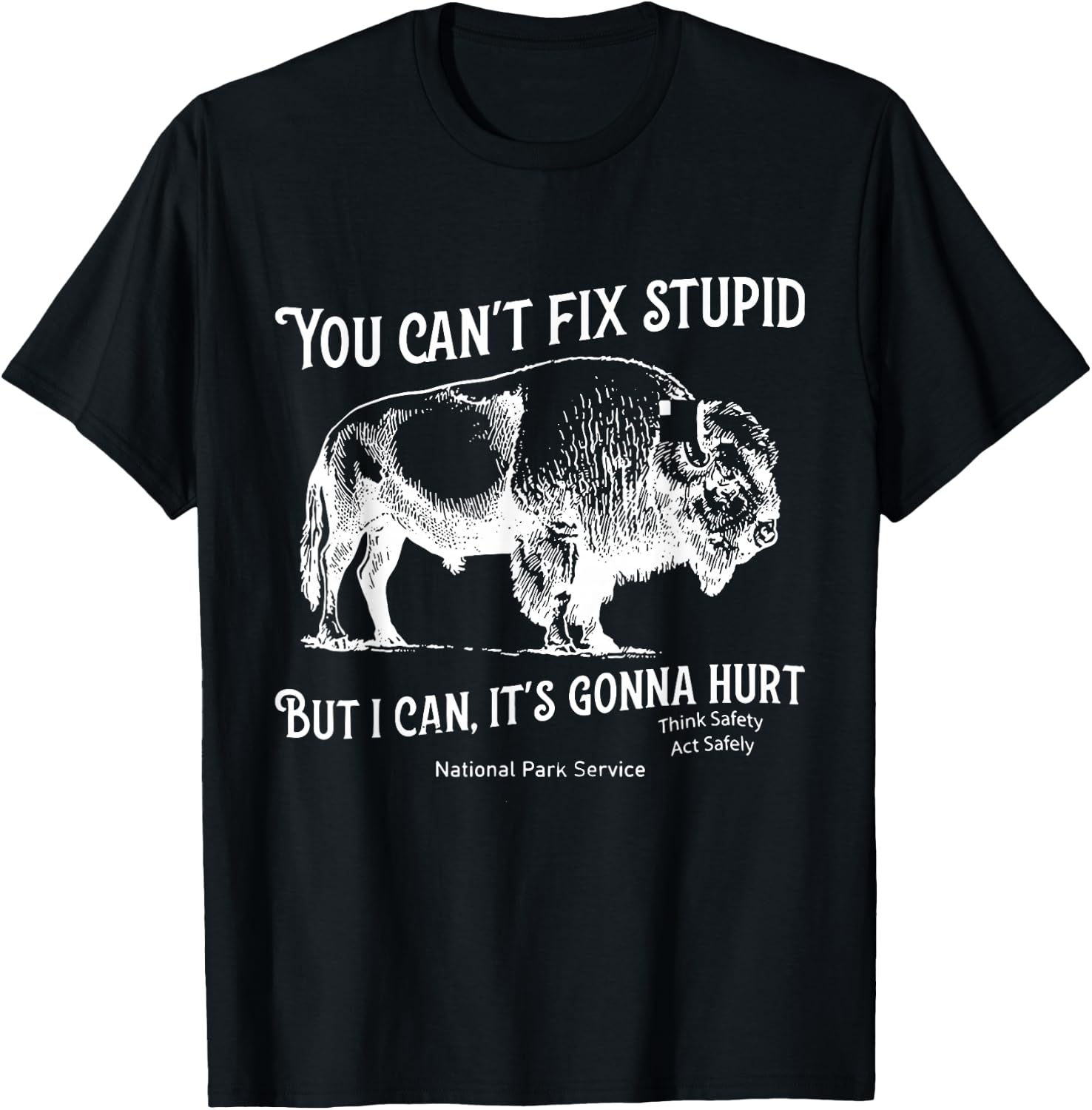 You Can't Fix Stupid But I Can It's Gonna Hurt Think Safety T-Shirt - T-Shirt | Black