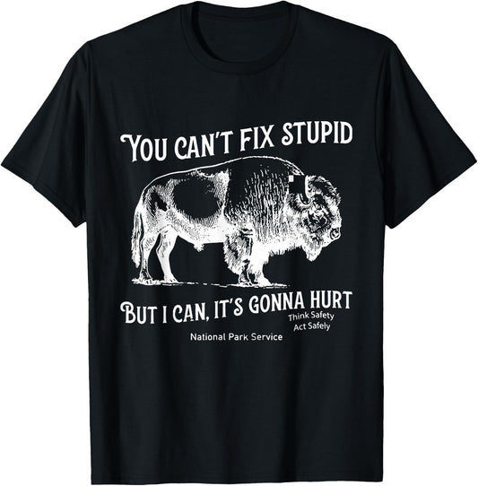 You Can't Fix Stupid But I Can It's Gonna Hurt Think Safety T-Shirt - T-Shirt | Black