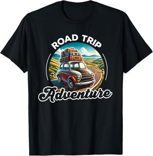 Road Trip Adventure Car, Family Vacation Trip, Summer Vacay T-Shirt - T-Shirt | Black